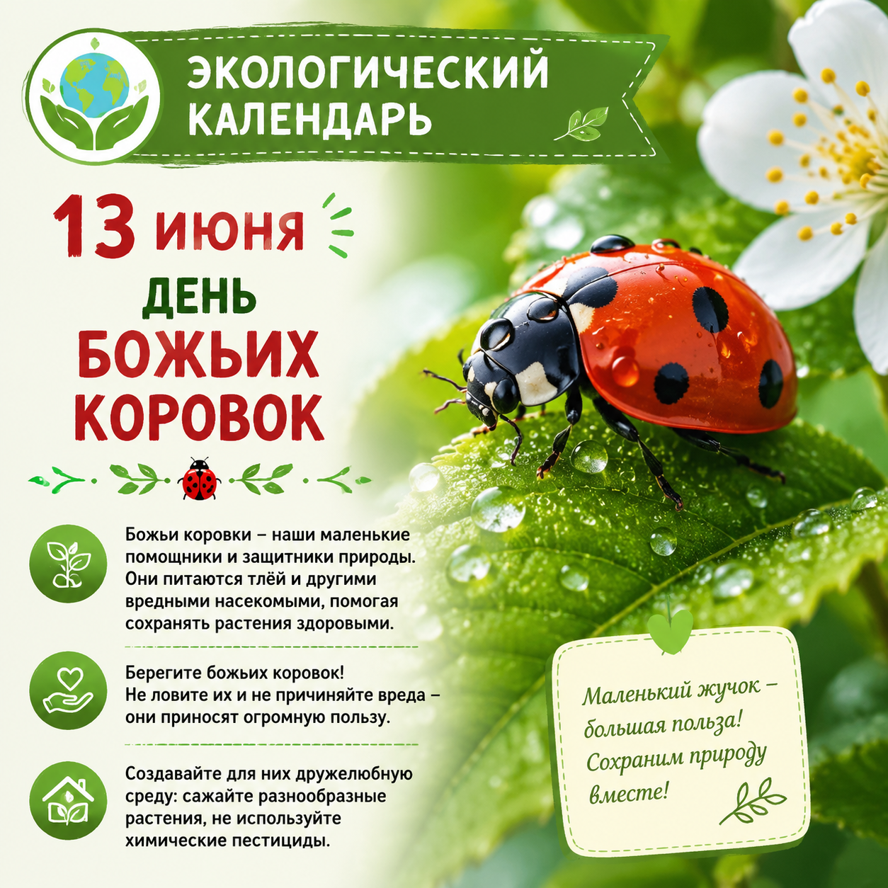 13 июня: День божьих коровок