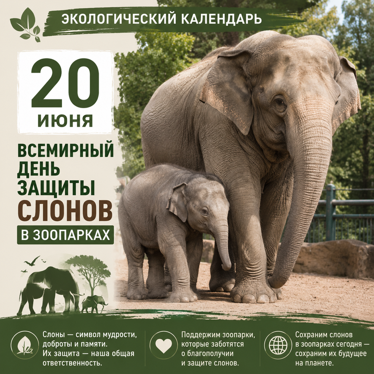 20 июня Всемирный день защиты слонов в зоопарках
