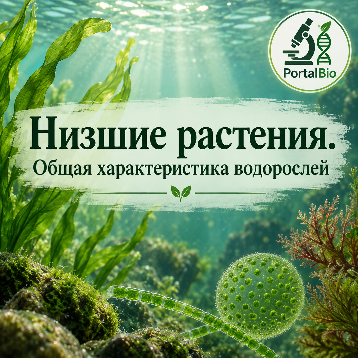 Низшие растения. Общая характеристика водорослей. Лабораторная работа Nº1 «Изучение стросния одноклеточных водорослей (на примере хламидомонады и хлореллы)»