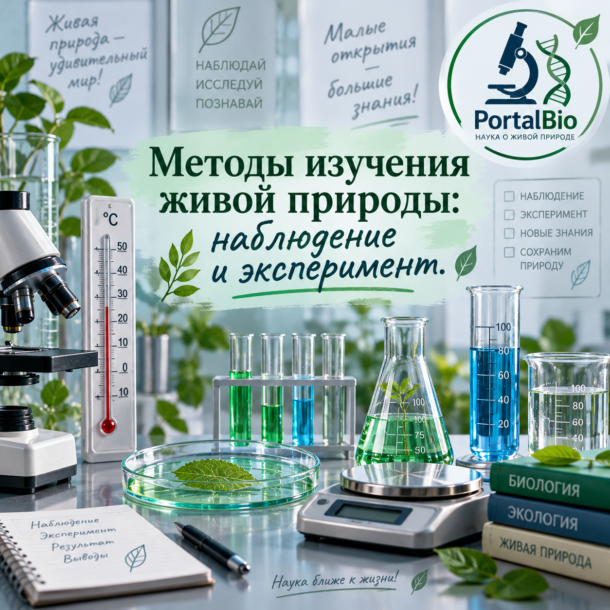 Методы изучения живой природы: наблюдение и эксперимент.