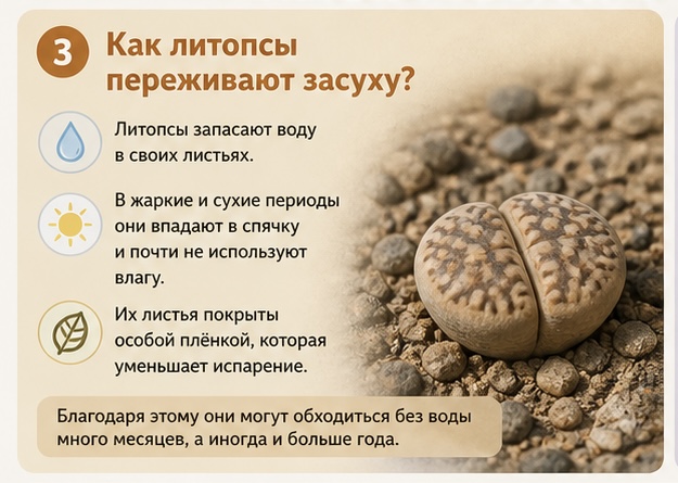 Как литопсы переживают засуху 