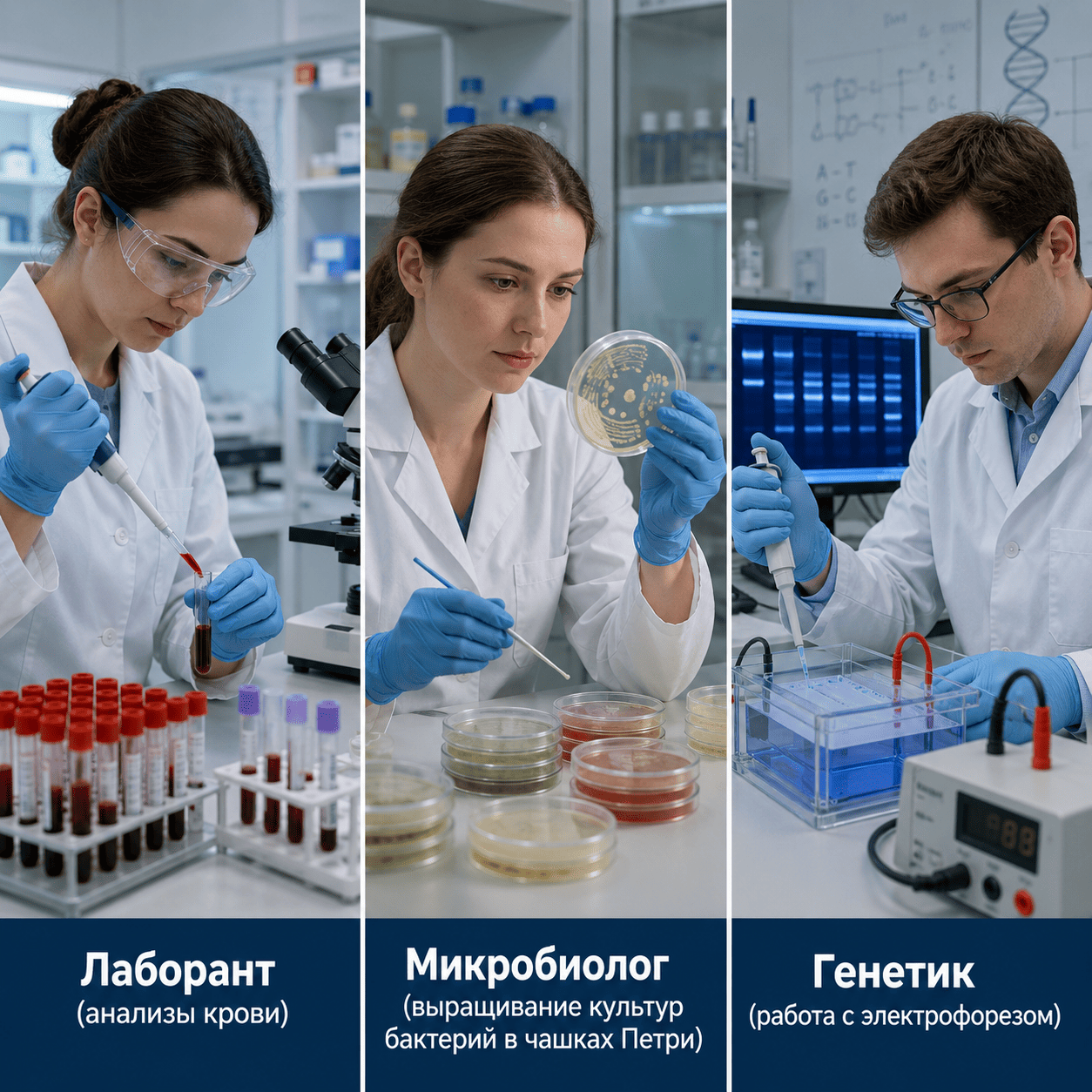 Лаборант, микробиолог, генетик